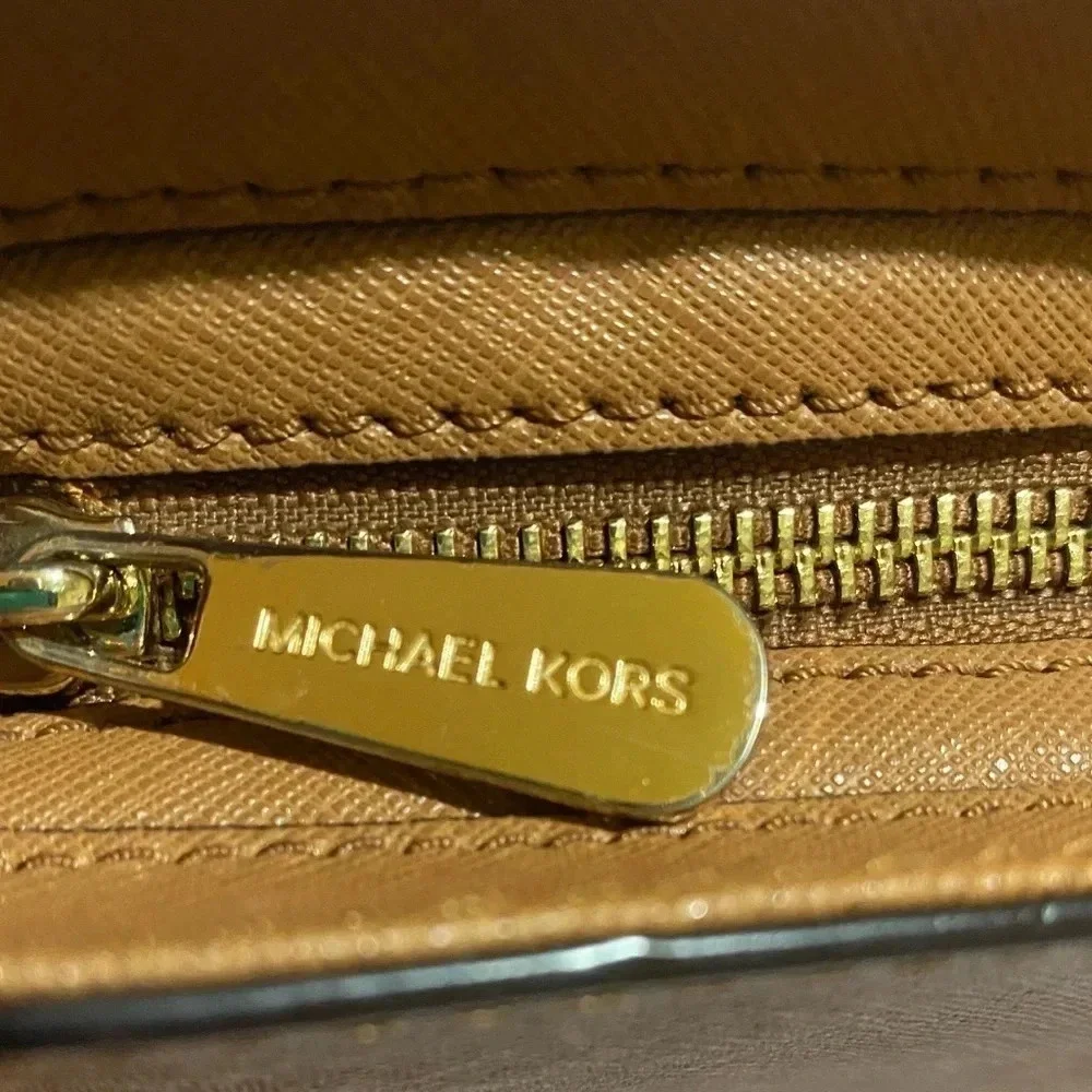 Michael kors brown saffiano leather satchel handbag